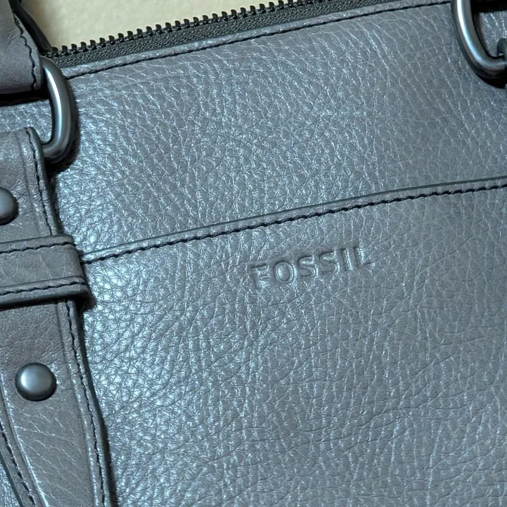 Fossil Dillon Pilot Bag Lead Gray crossbody messenger pebbled leather men's OS